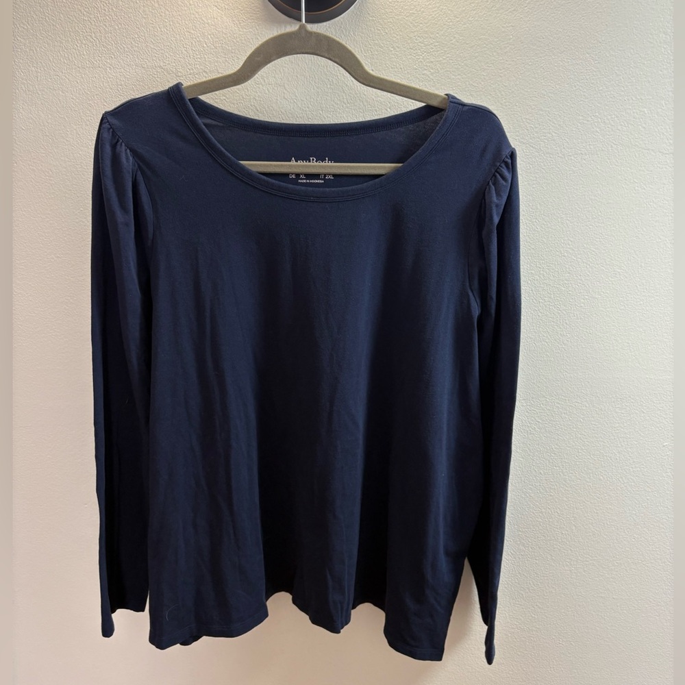 AnyBody Blue Long Sleeve T-shirt 1X